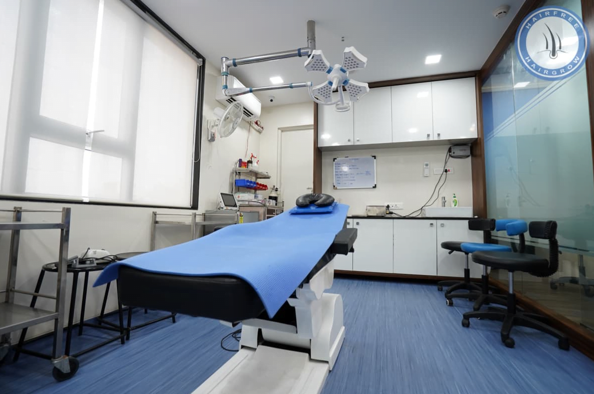 patient evaluation chair with light instruments at indore branch of hfhg