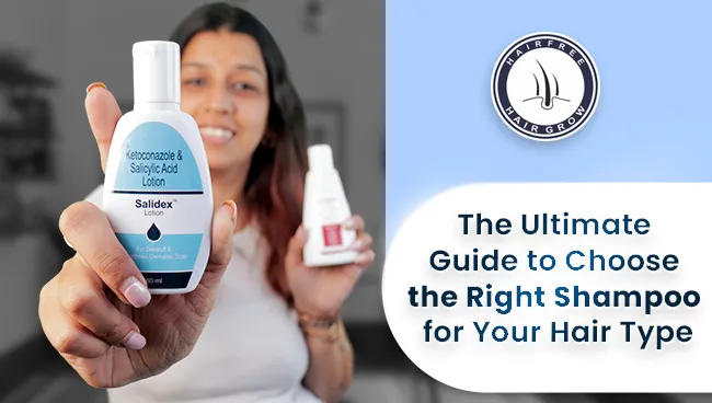 a girl holding a chosen shampoo using our guide on how to choose best shampoo for your hair type